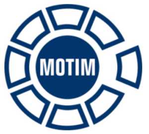 Blue and white Motim logo